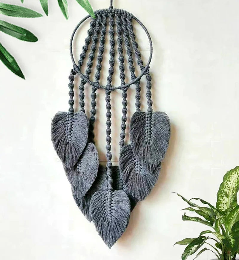 Feather Leaf Macrame Hoop Dream