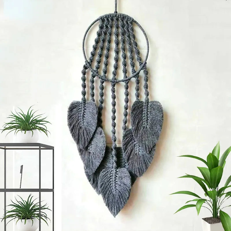 Feather Leaf Macrame Hoop Dream