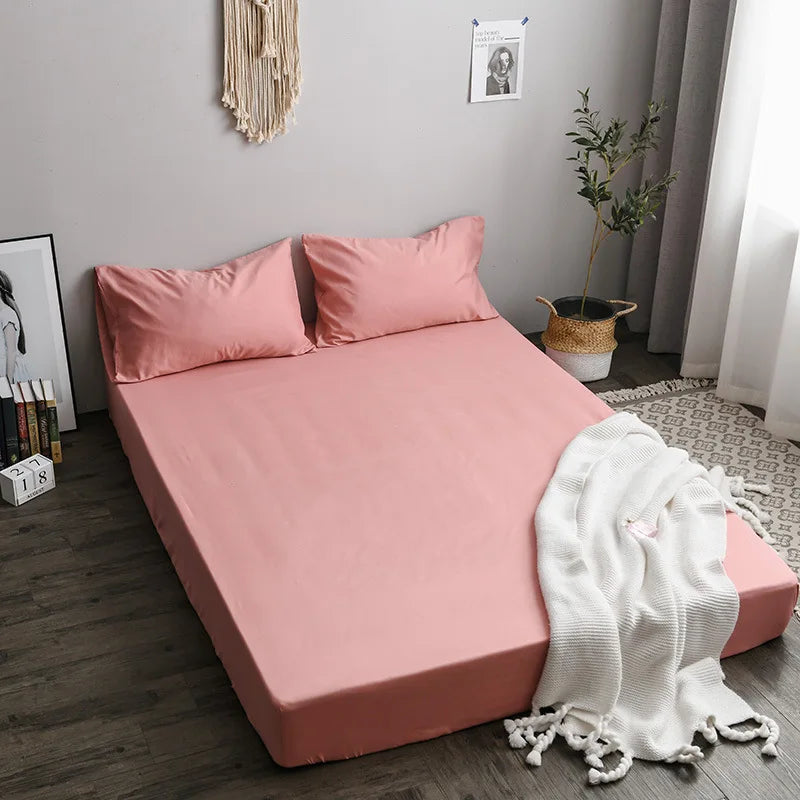 Solid Color Sanding Bed polyester Mattress Size Bedsheet