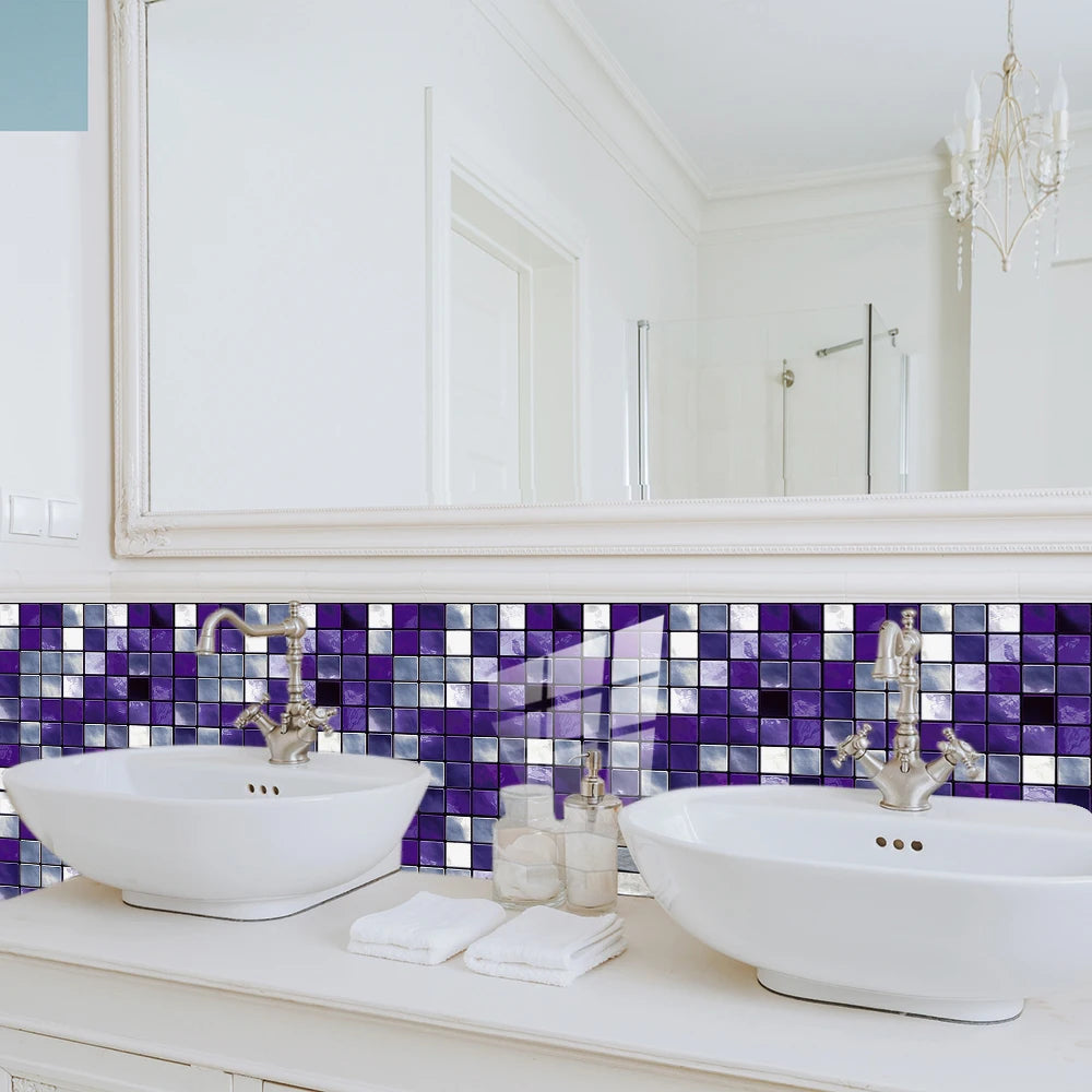 10pcs Purple Mosaic Hard Tiles Sticker