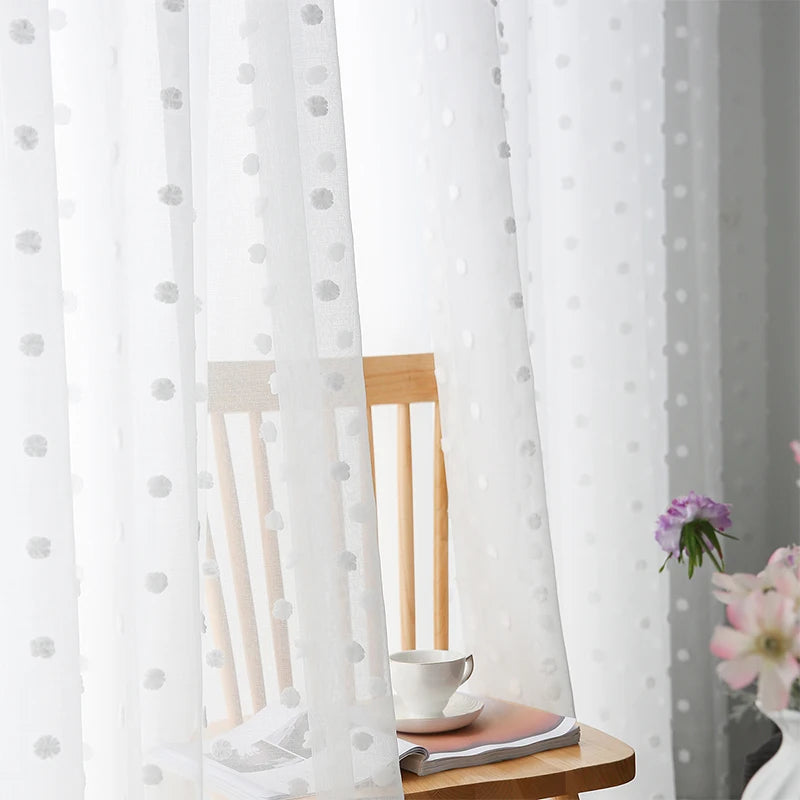 Snowflake White Tulle Curtains For