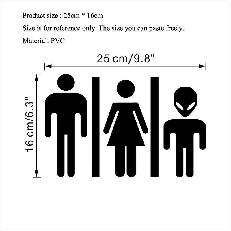 Male Female Alien Toilet Signs Wall Sticker