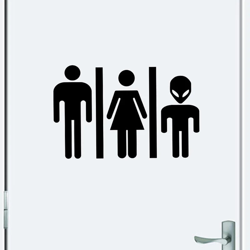 Male Female Alien Toilet Signs Wall Sticker