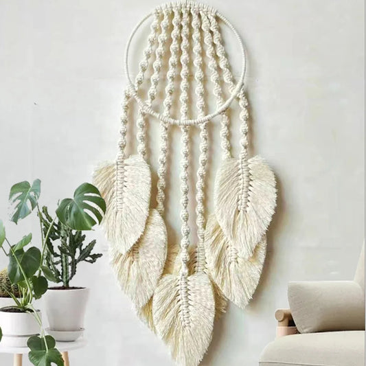 Feather Leaf Macrame Hoop Dream