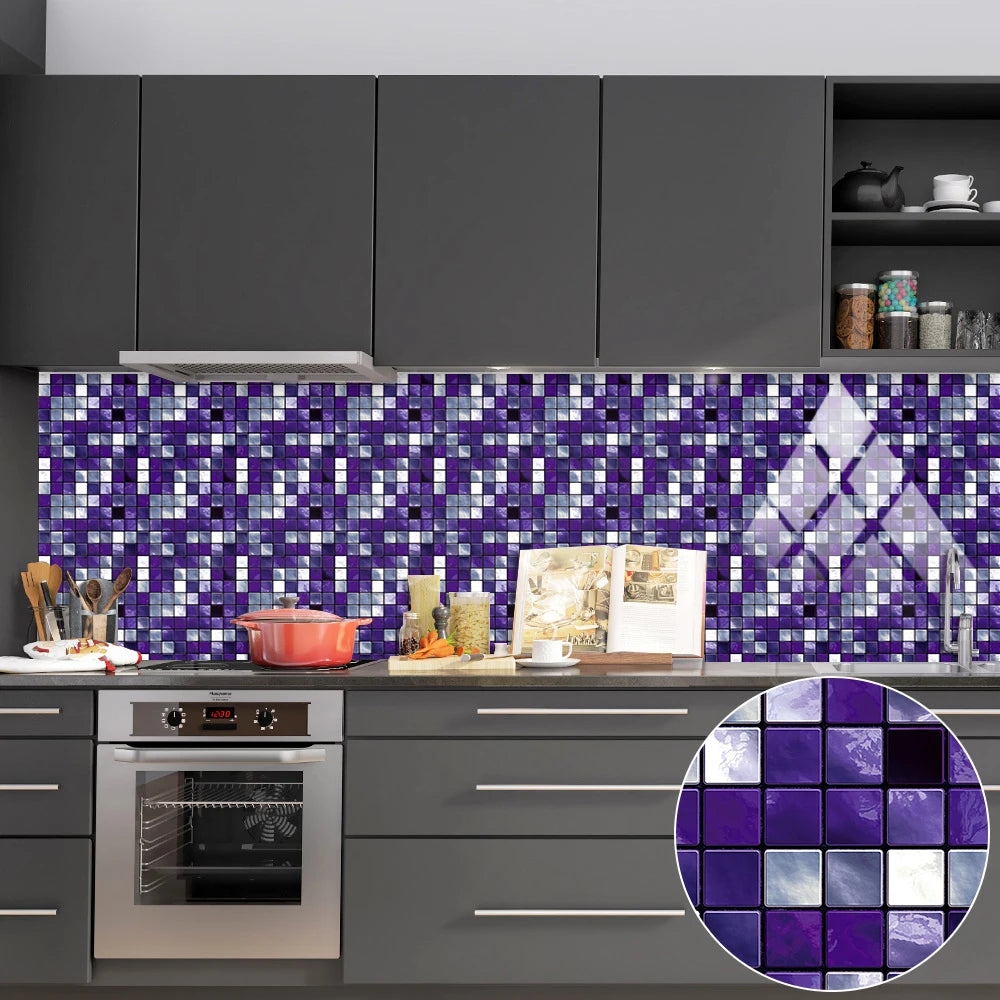 10pcs Purple Mosaic Hard Tiles Sticker