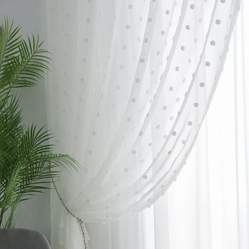 Snowflake White Tulle Curtains For