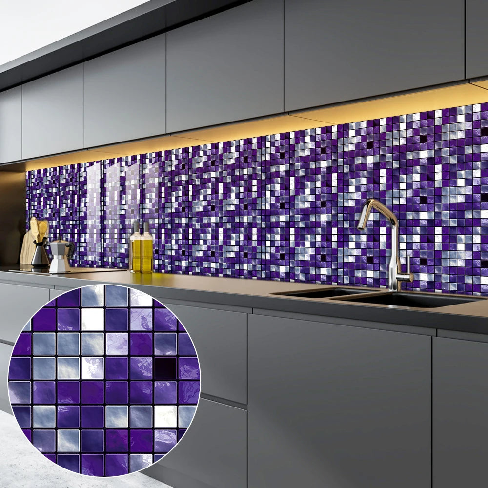 10pcs Purple Mosaic Hard Tiles Sticker