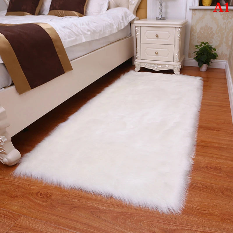 Soft Sheepskin Plush Carpet  Bedside Mat Bedroom