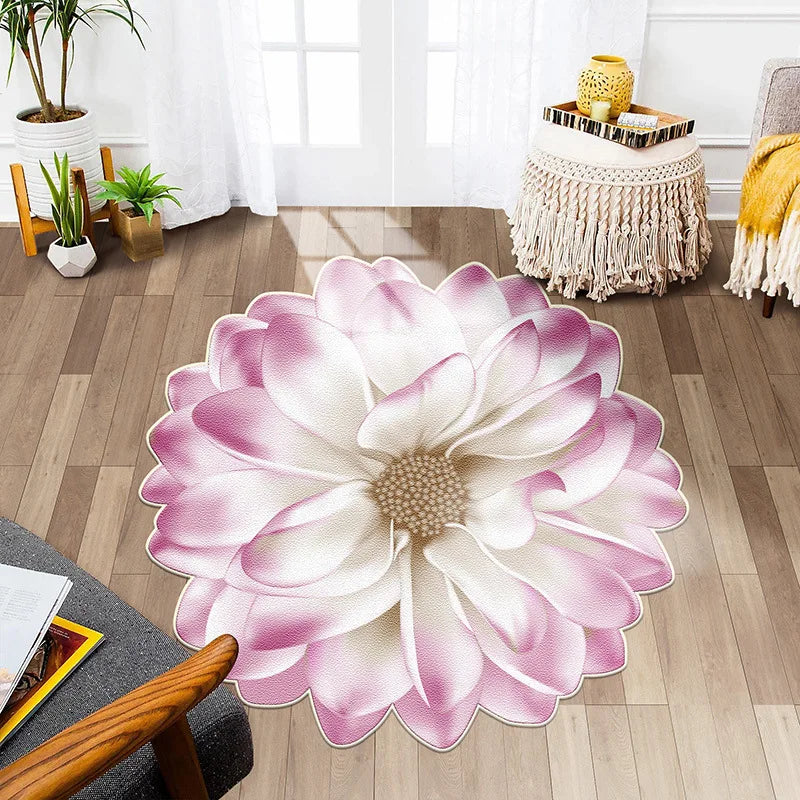 Flower Shape Carpet Soft Round Kitchen Floor Mat