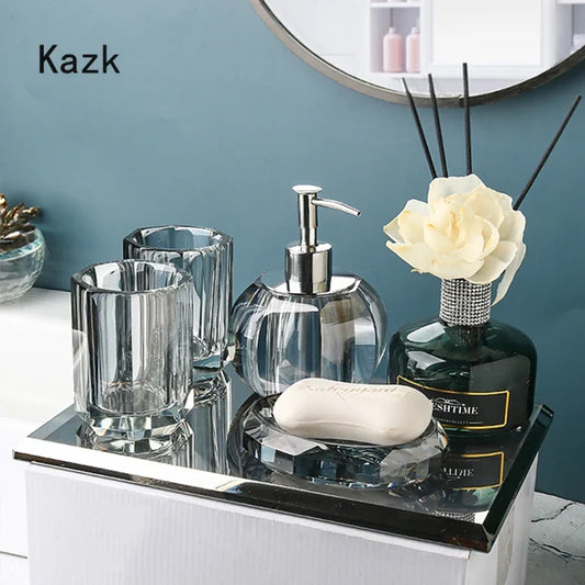 High End Crystal Glass Bathroom Accessories Set