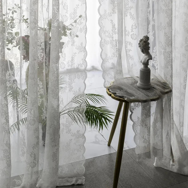 Pastoral White Tulle Sheer Window