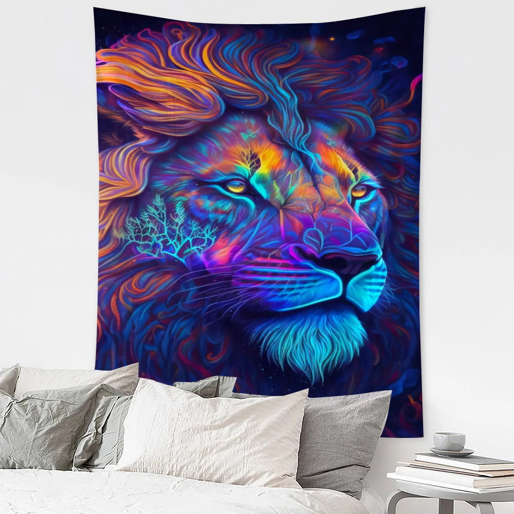 Fierce lion wall tapestry