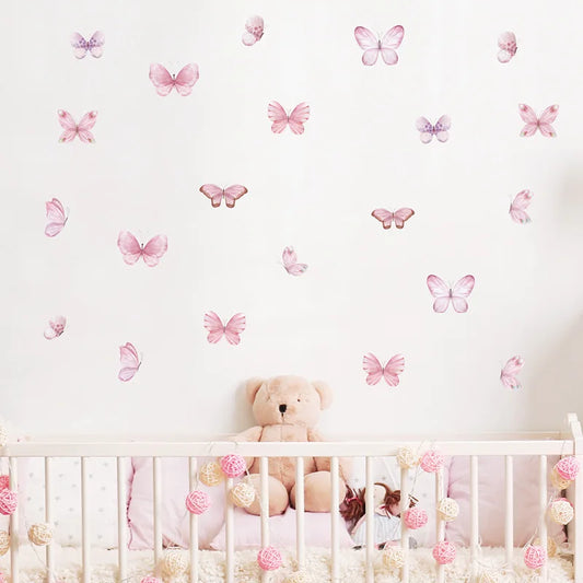 17pcs Watercolor Butterfly Wall Stickers