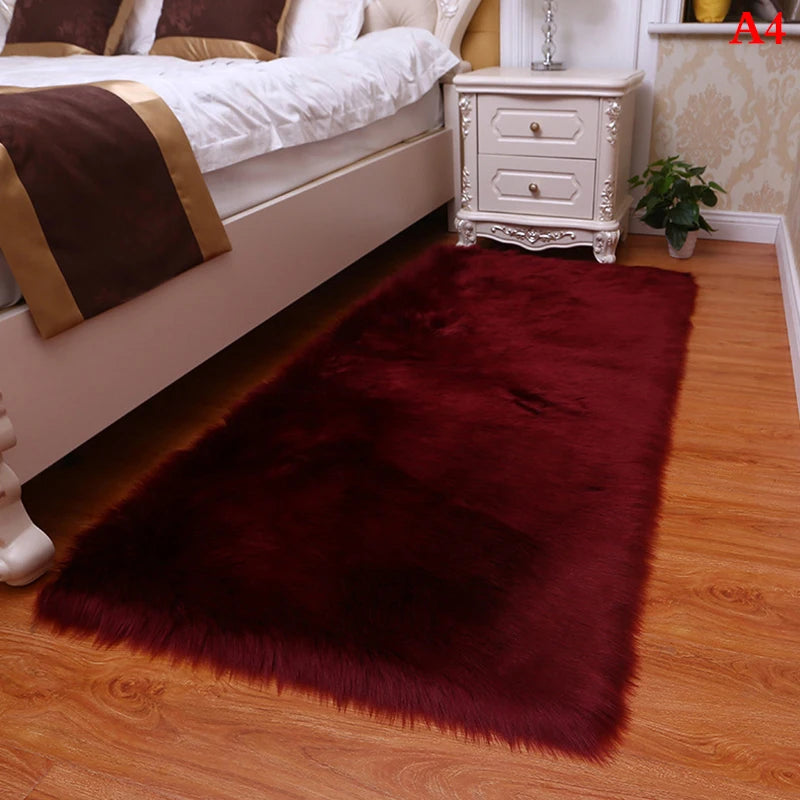 Soft Sheepskin Plush Carpet  Bedside Mat Bedroom