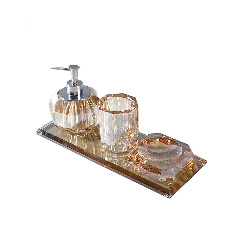 High End Crystal Glass Bathroom Accessories Set