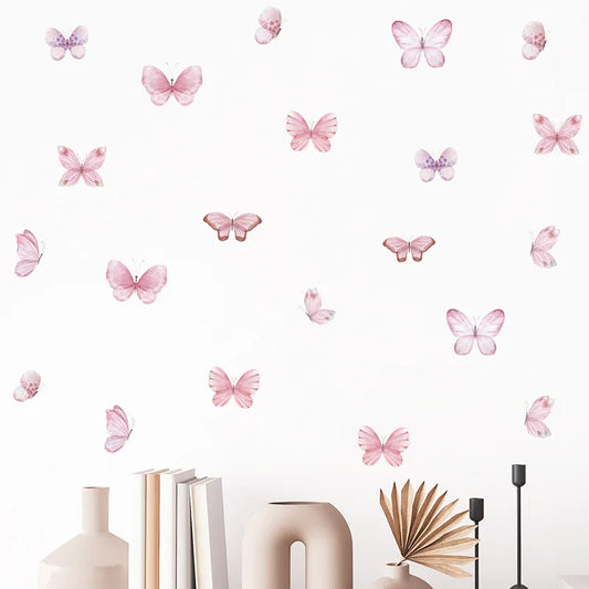 17pcs Watercolor Butterfly Wall Stickers