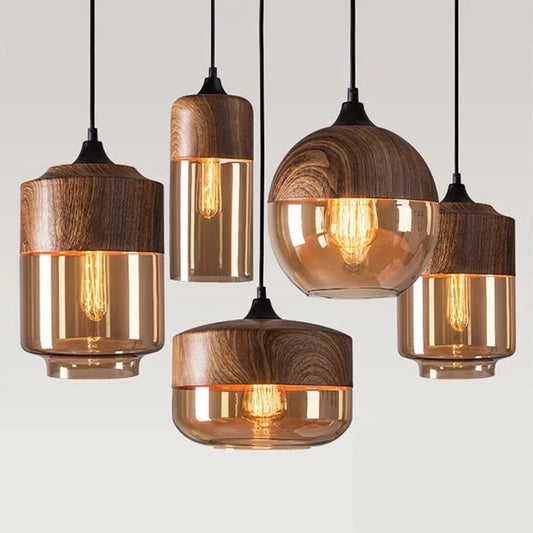 Wood Color Hanging Lamp