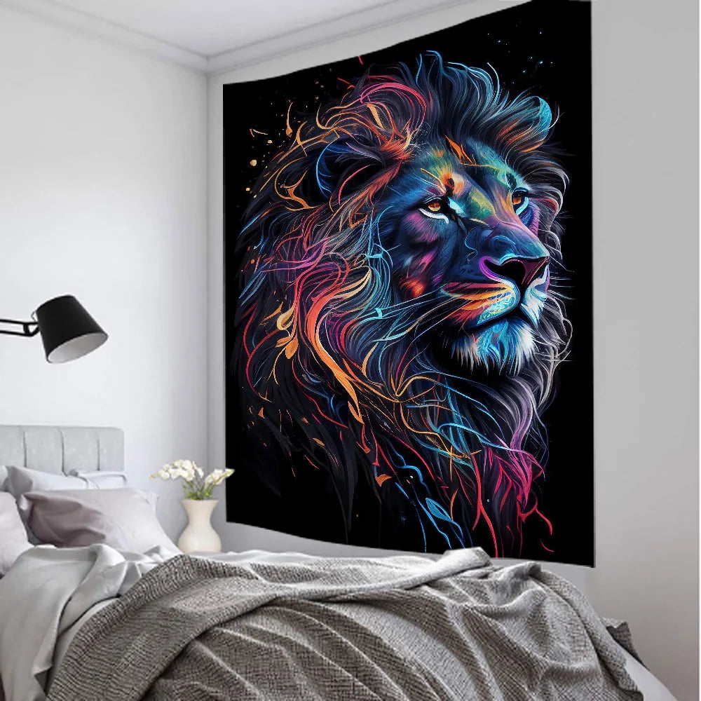 Fierce lion wall tapestry