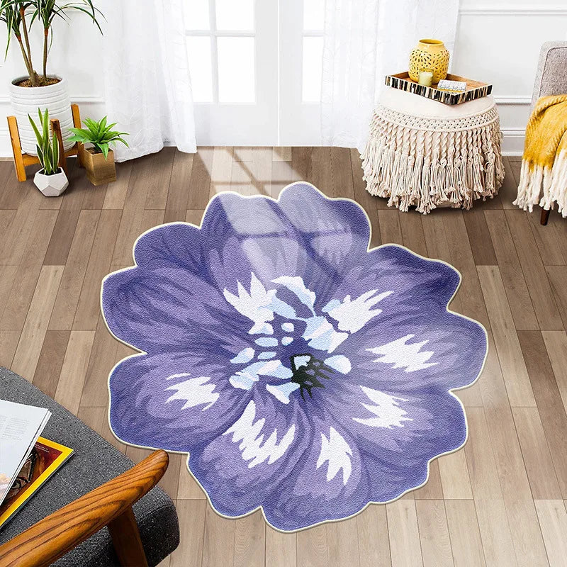 Flower Shape Carpet Soft Round Kitchen Floor Mat