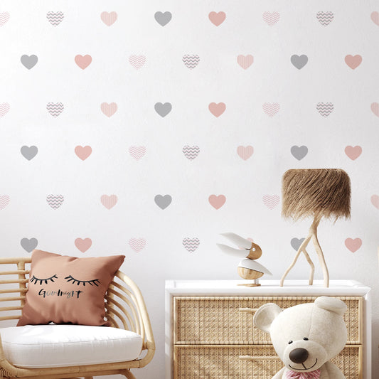 Boho Pink Ripple Hearts Room  Vintage Garden