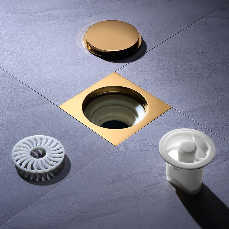 Brass Round Floor Drain Anti-Odor Valve Cover Shower Trap Drains