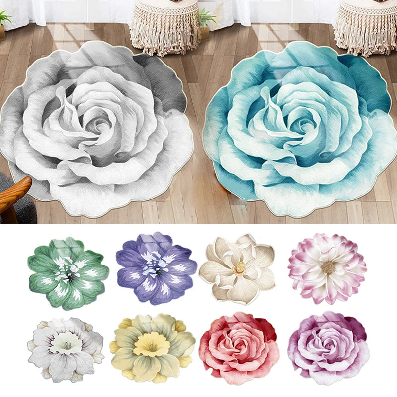 Flower Shape Carpet Soft Round Kitchen Floor Mat