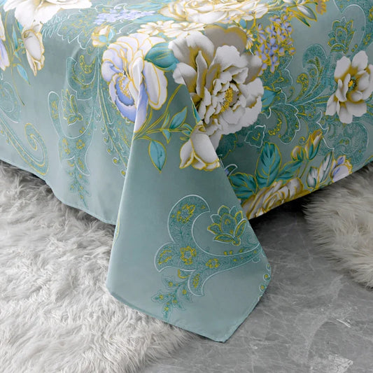 Floral Flat Sheet Set Elegant Bedding