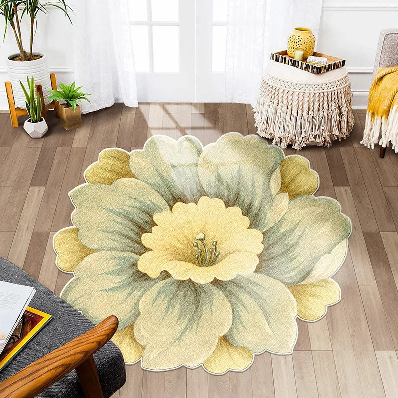 Flower Shape Carpet Soft Round Kitchen Floor Mat