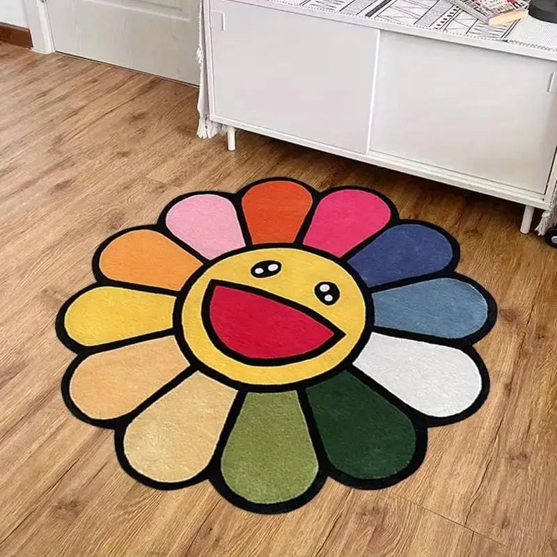 Smiling Face Plush Rug Flower